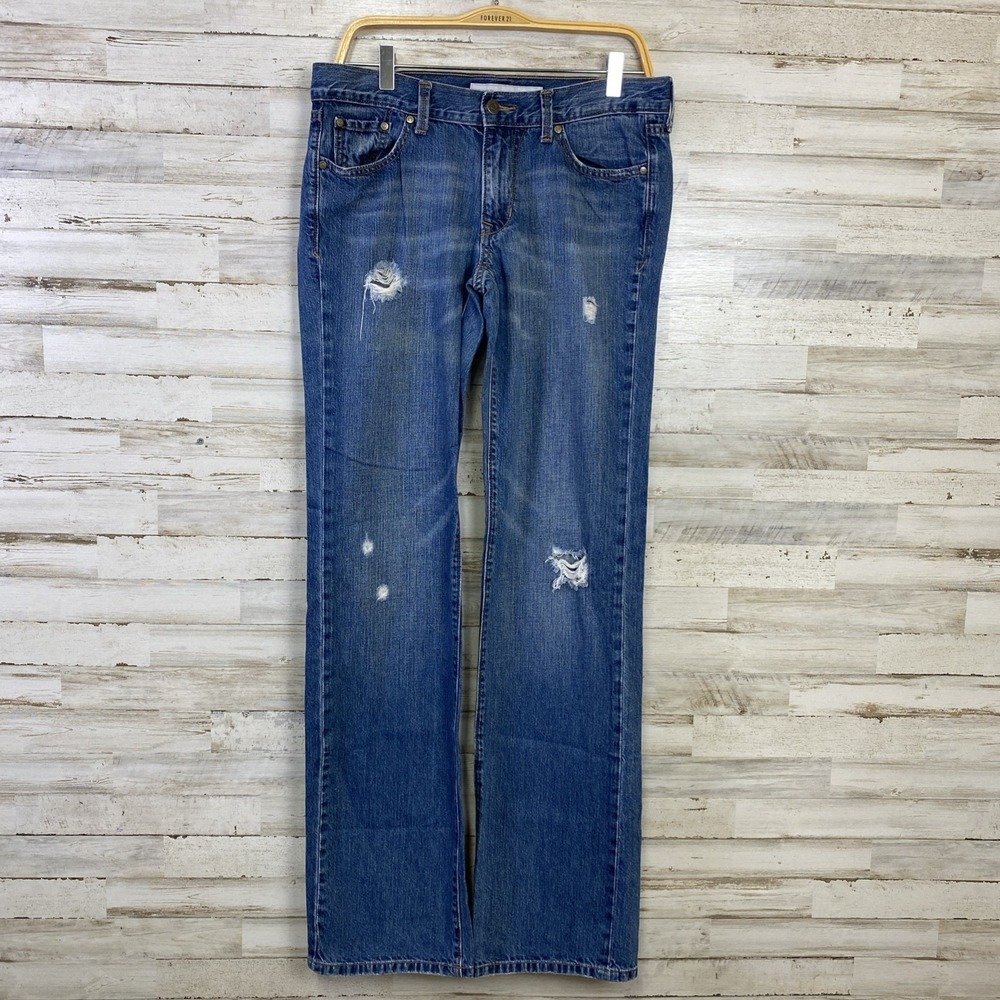 Old Navy Jeans Women 8 Long Blue Denim Low Rise Bootcut 100% Cotton Tall Cowgirl